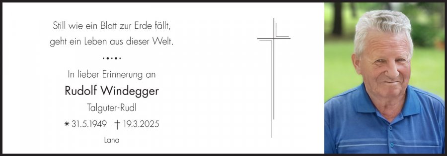 Sterbebild: Rudolf Windegger