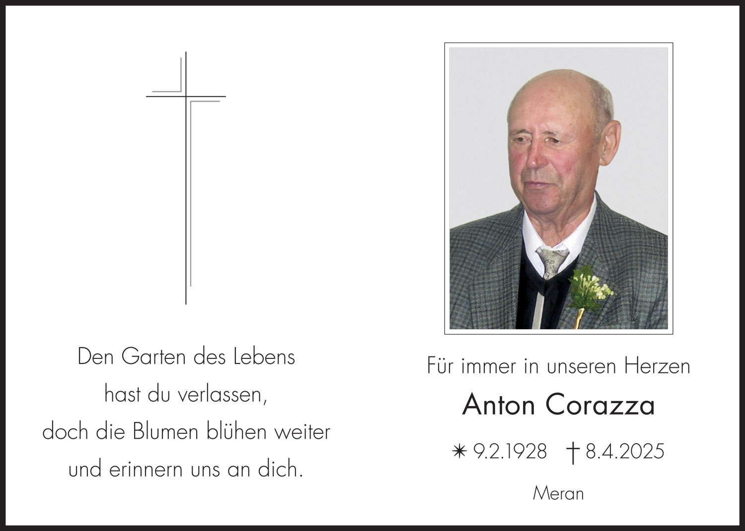 Sterbebild: Anton Corazza