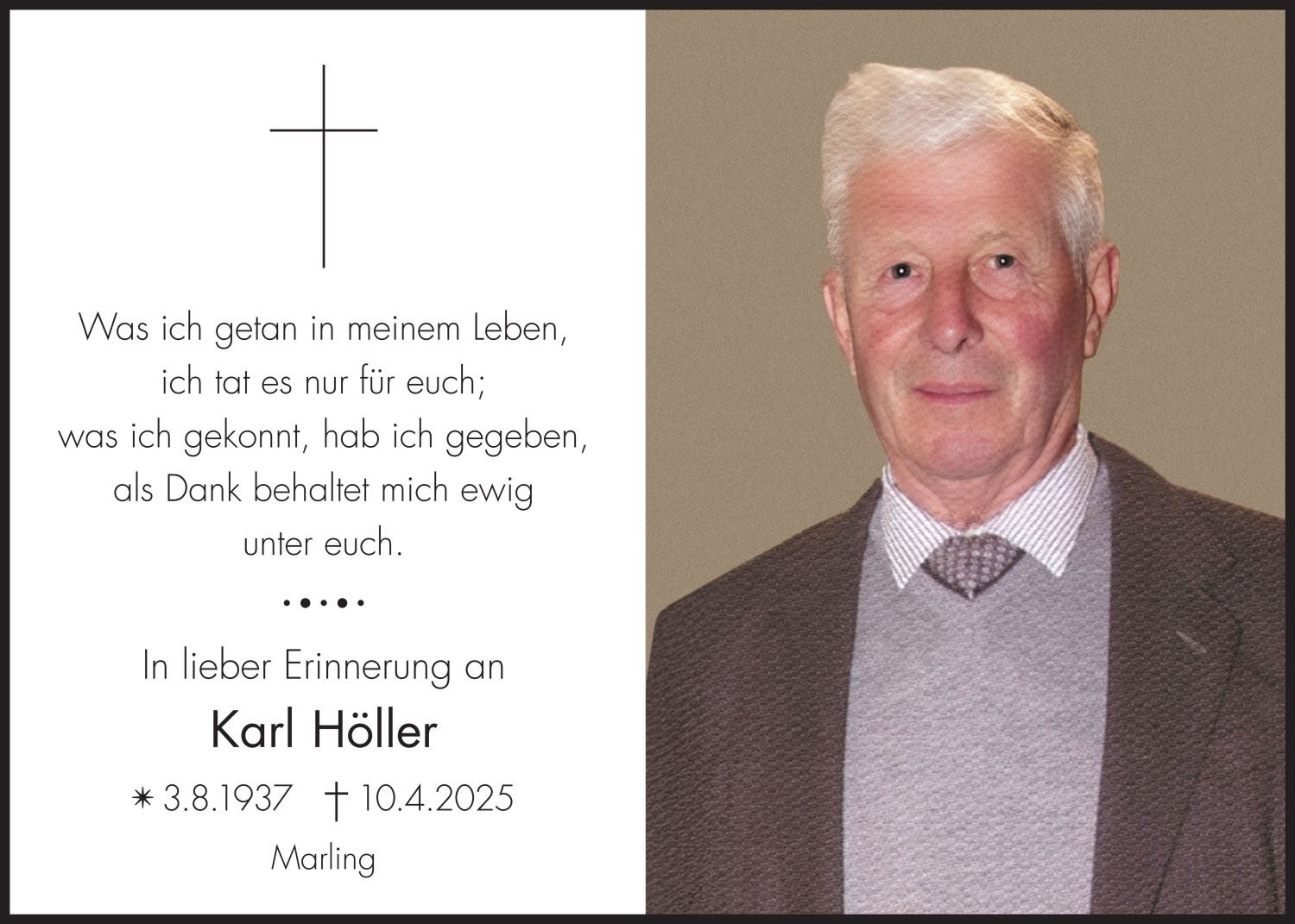 Sterbebild: Karl Höller