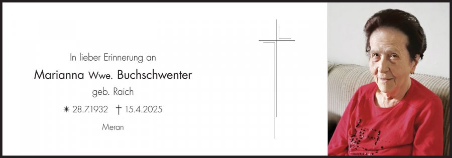 Sterbebild: Marianna Wwe. Buchschwenter geb. Raich