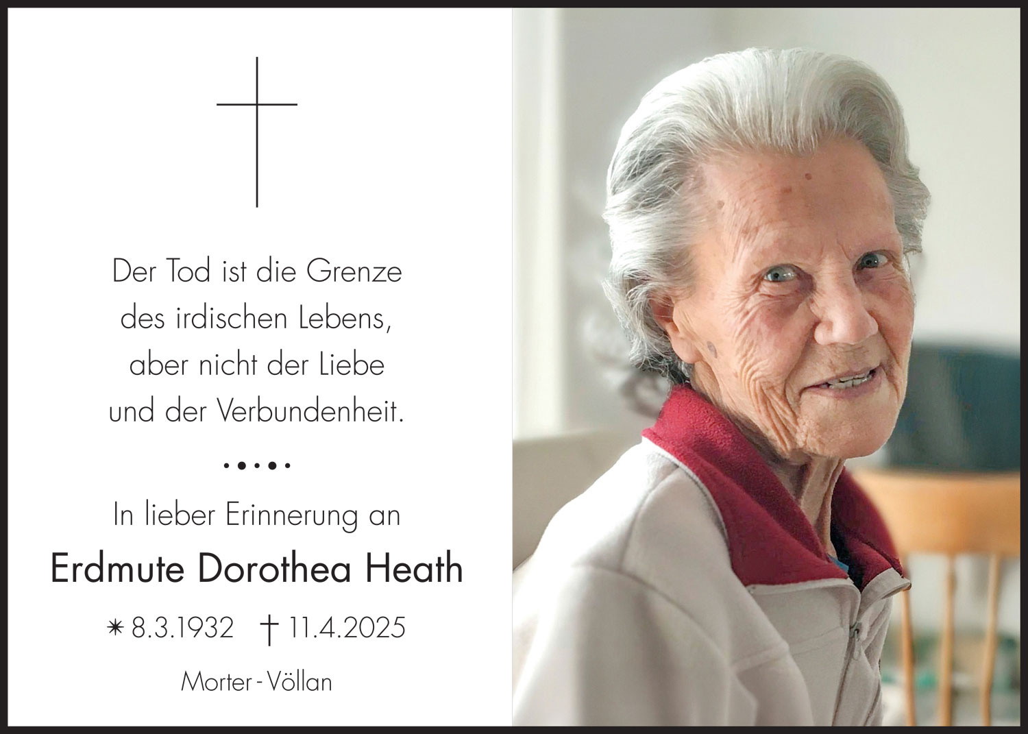 Sterbebild: Erdmute Dorothea Heath