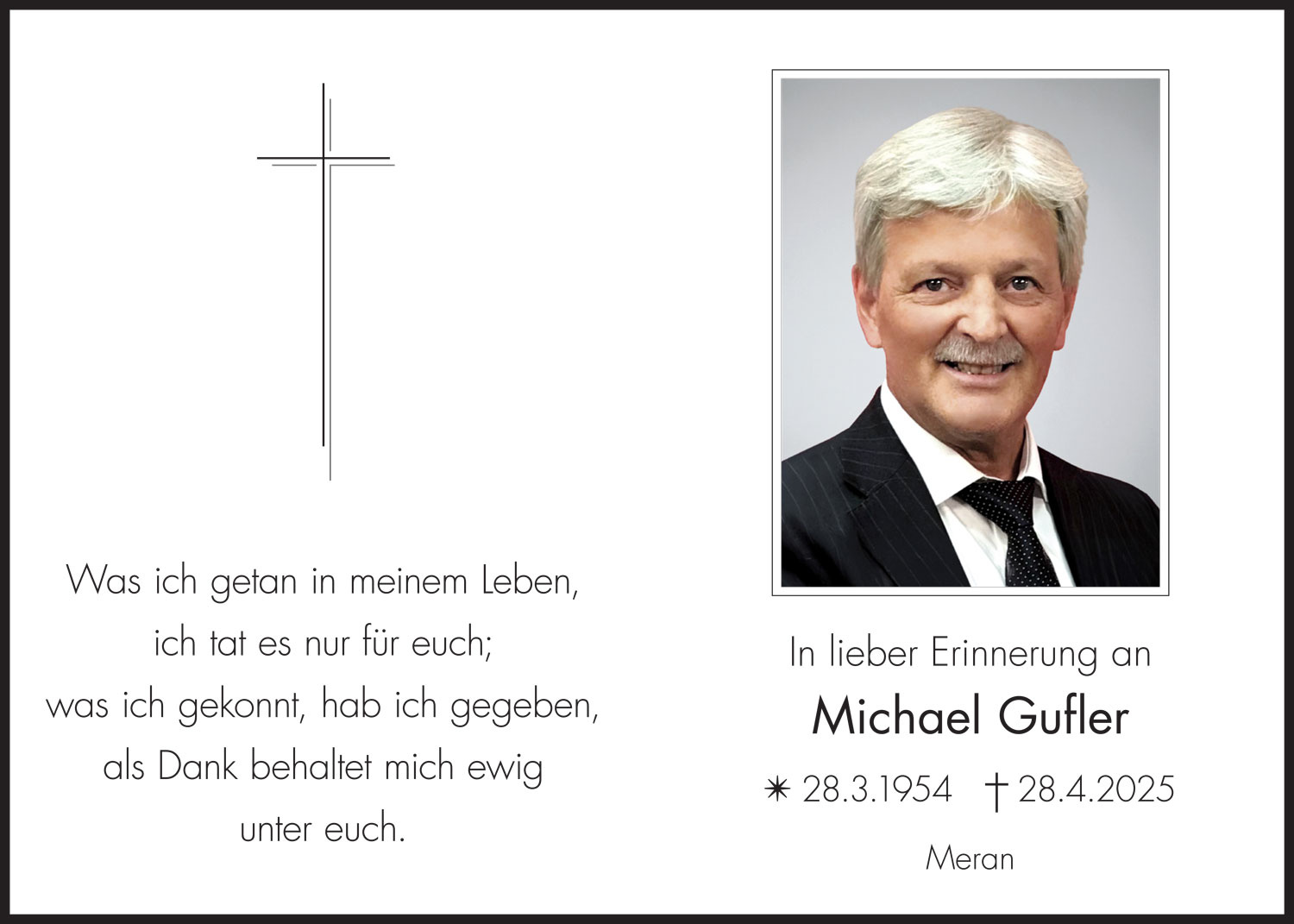 Sterbebild: Michael Gufler