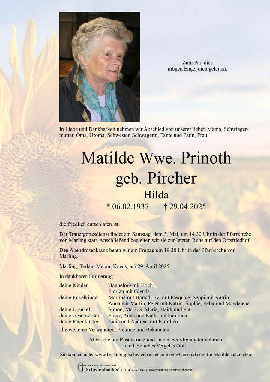 Parte: Matilde Wwe. Prinoth geb. Pircher