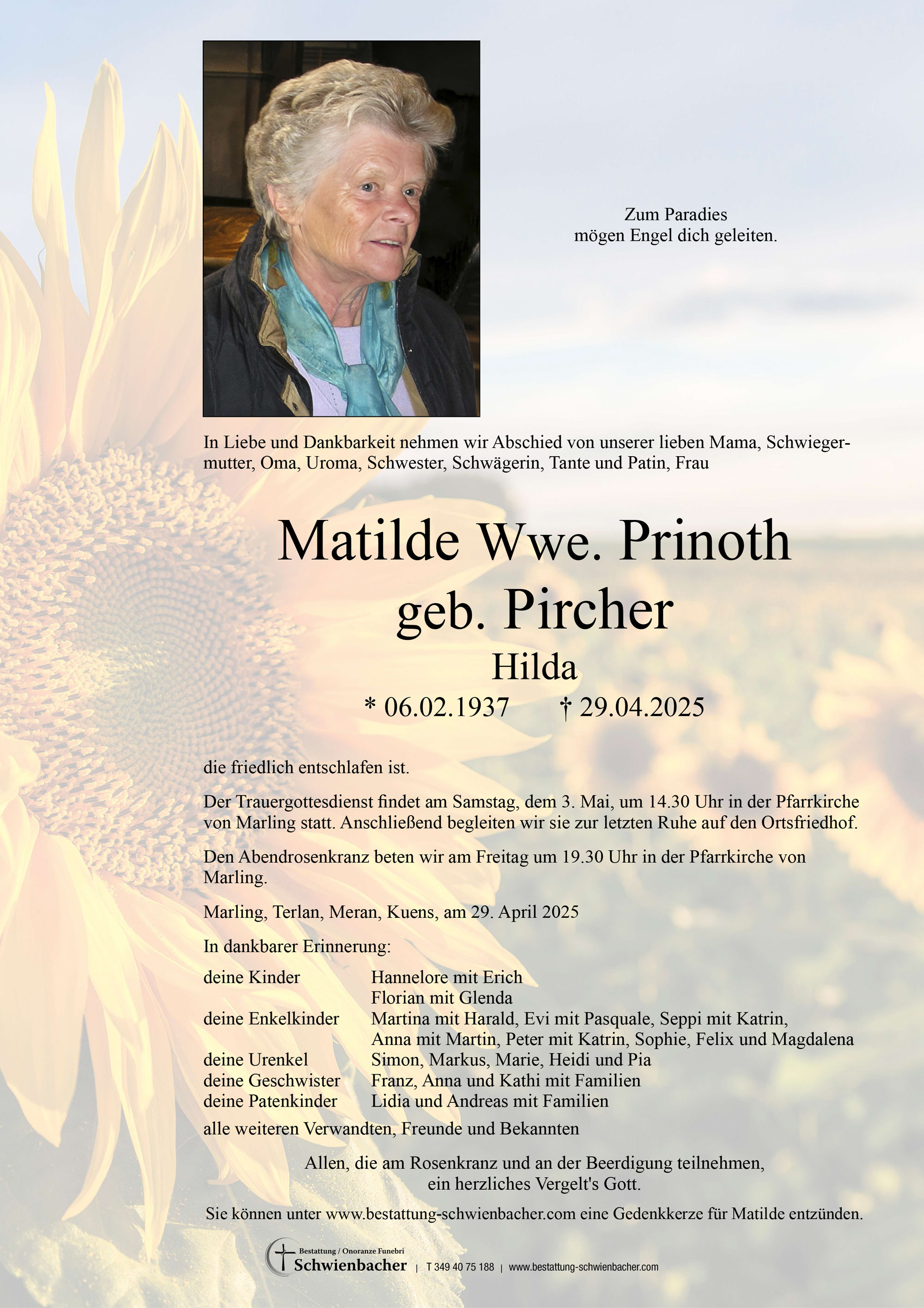 Parte: Matilde Wwe. Prinoth geb. Pircher 