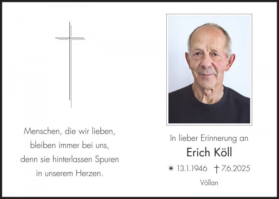 Sterbebild: Erich Köll