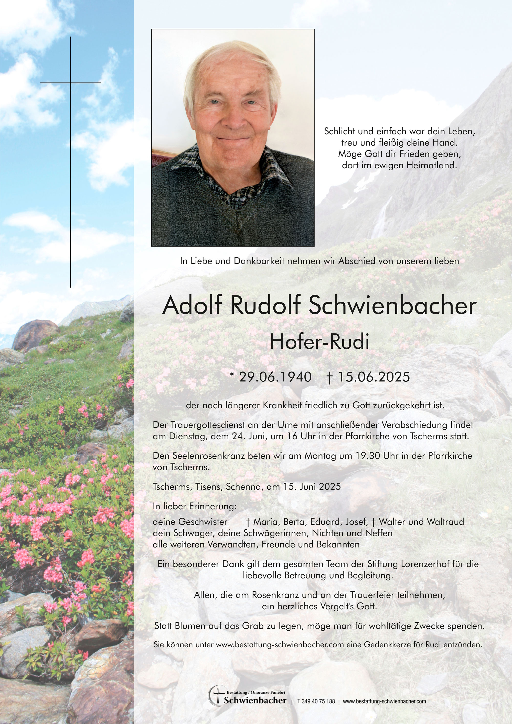 Parte: Adolf Rudolf Schwienbacher 