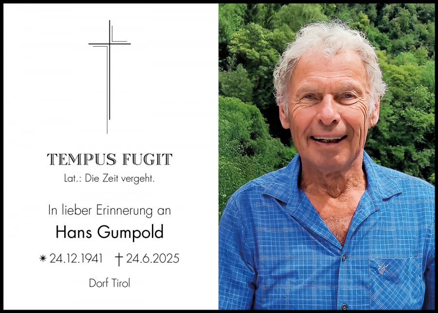 Sterbebild: Hans Gumpold