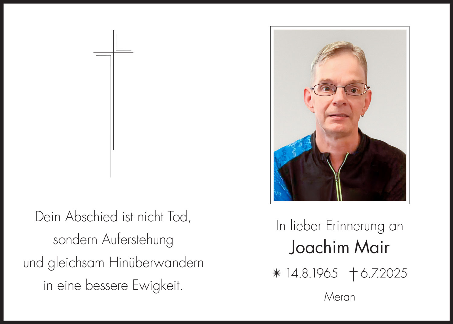 Sterbebild: Joachim Mair