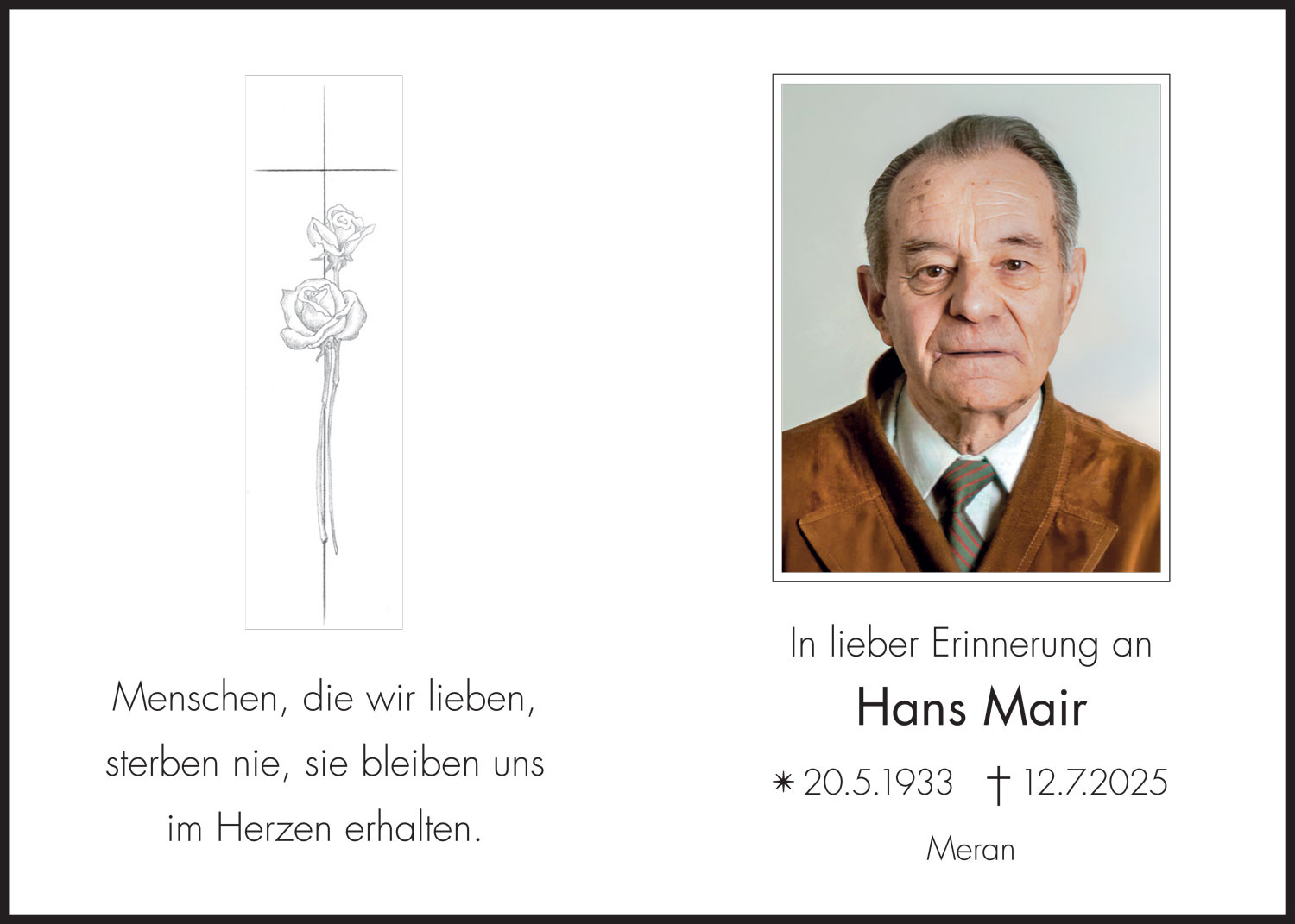 Sterbebild: Hans Mair