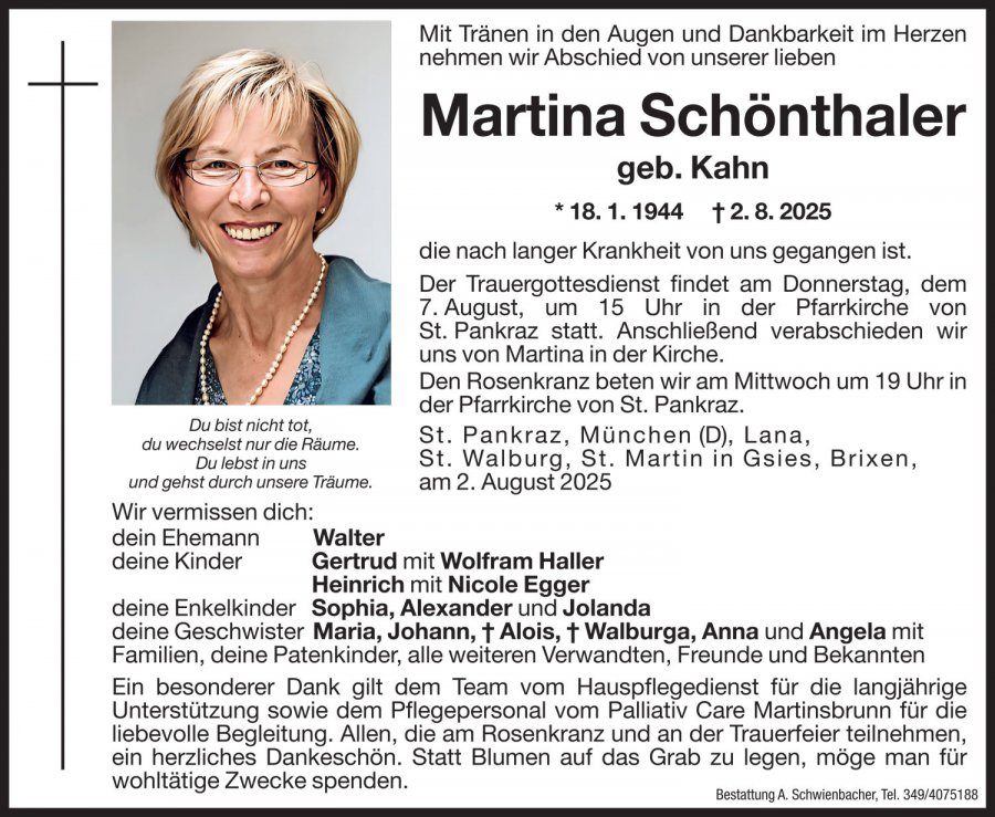 Medien: Martina Schönthaler geb. Kahn