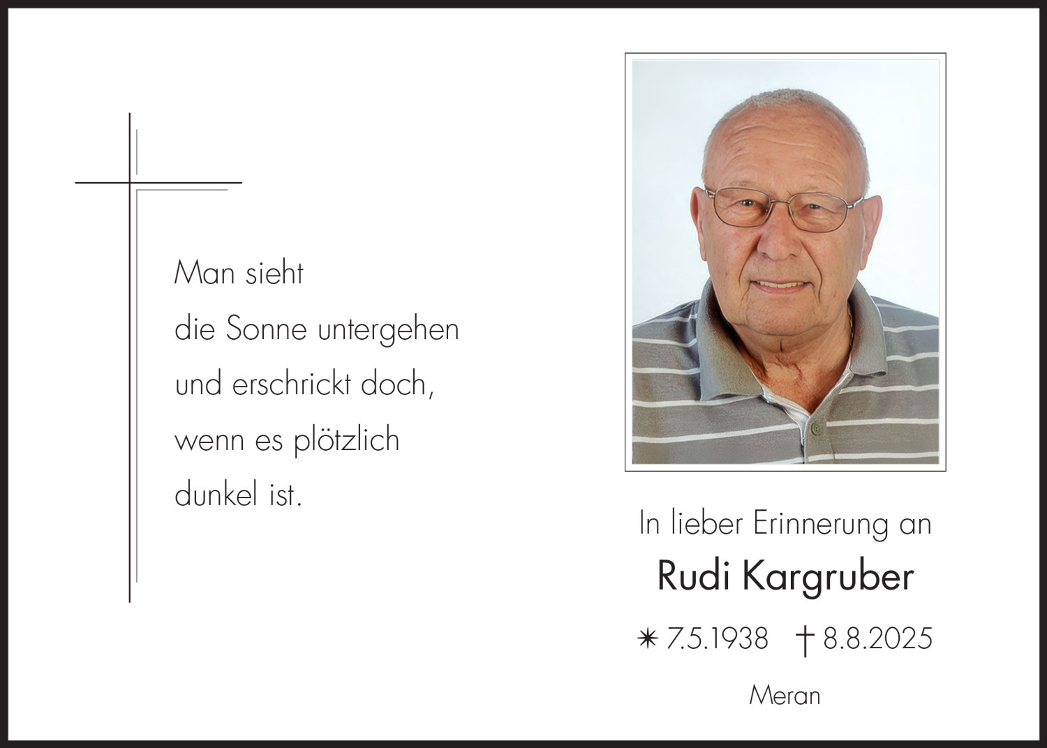 Sterbebild: Rudi Kargruber