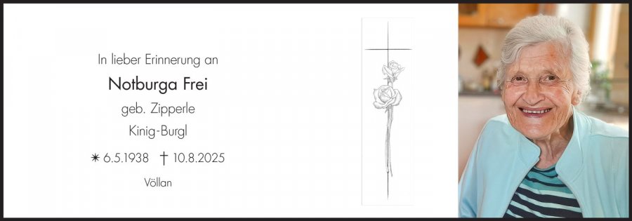 Sterbebild: Notburga Frei geb. Zipperle