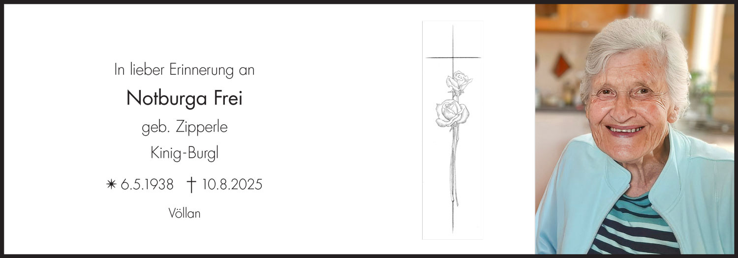 Sterbebild: Notburga Frei geb. Zipperle