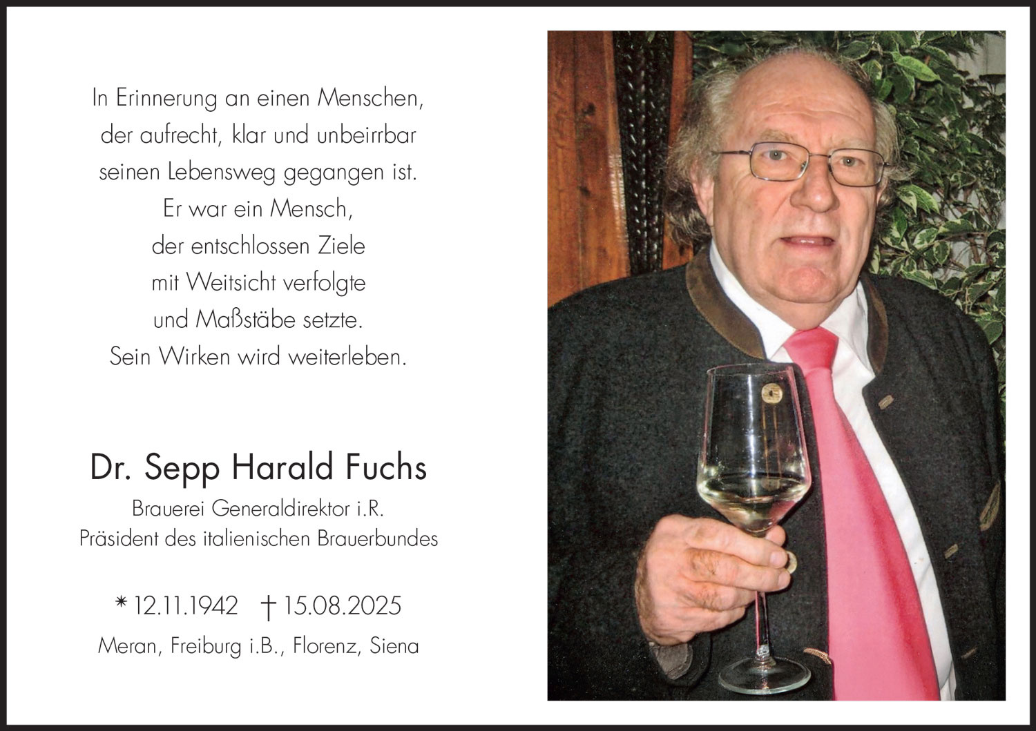 Sterbebild: Dr. Sepp Harald Fuchs