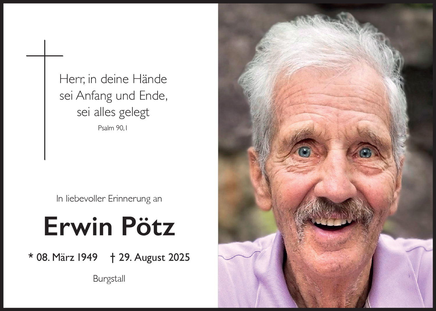 Sterbebild: Erwin Pötz