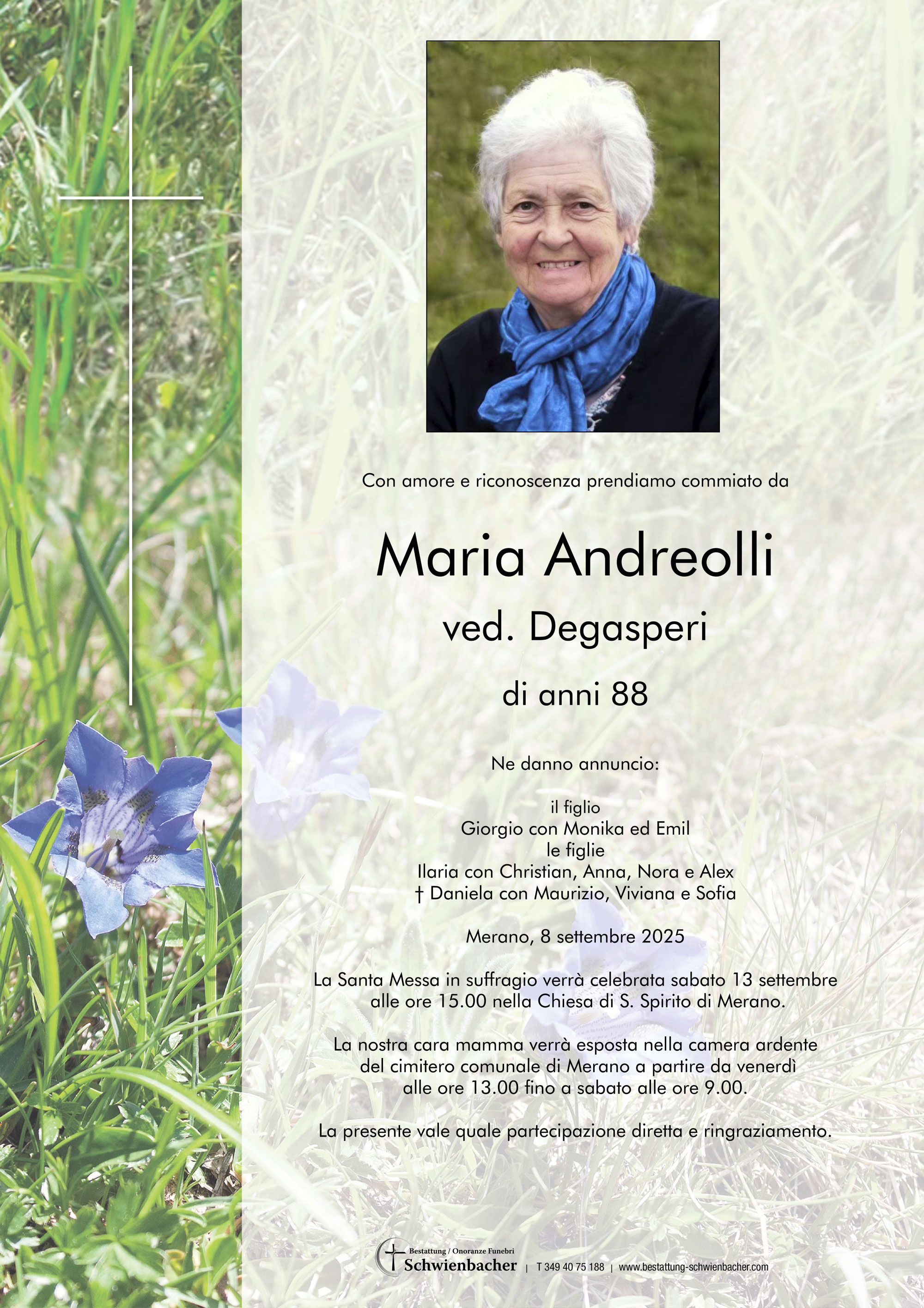 Parte: Maria ved. Degasperi nata Andreolli 