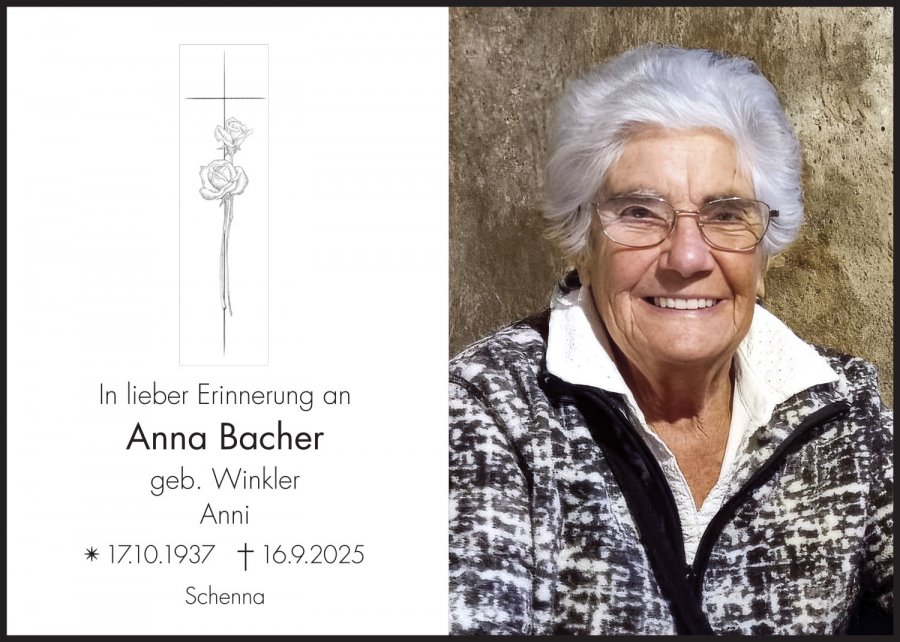 Sterbebild: Anna Bacher geb. Winkler