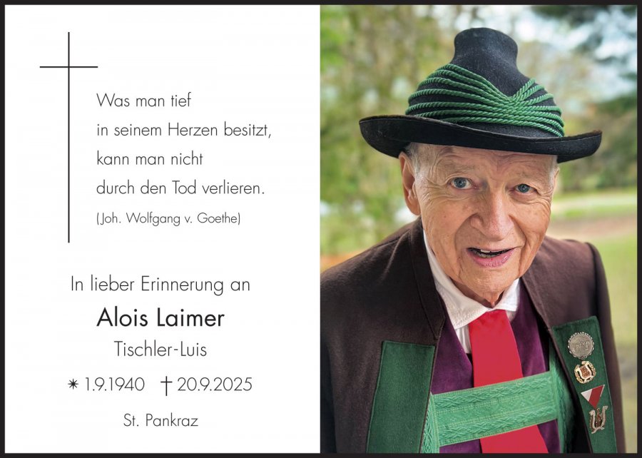 Sterbebild: Alois Laimer