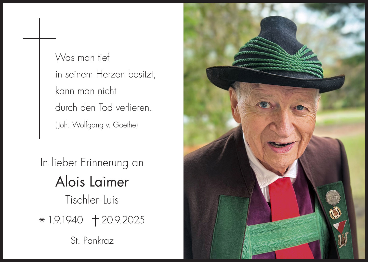 Sterbebild: Alois Laimer