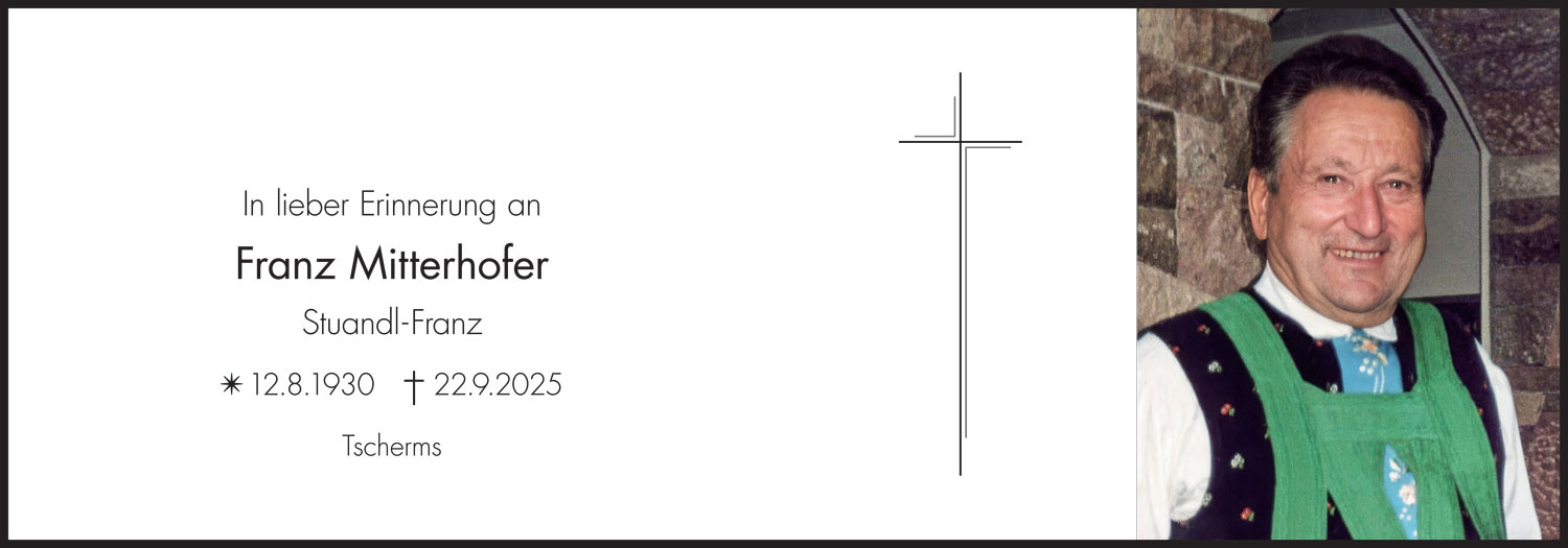 Sterbebild: Franz Mitterhofer