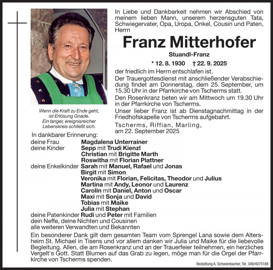 Medien: Franz Mitterhofer