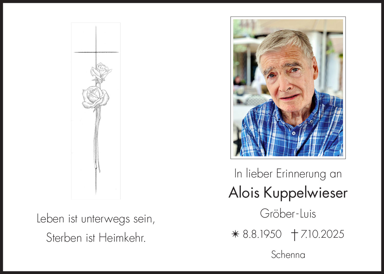 Sterbebild: Alois Kuppelwieser