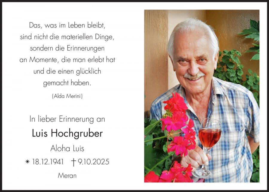 Sterbebild: Luis Hochgruber