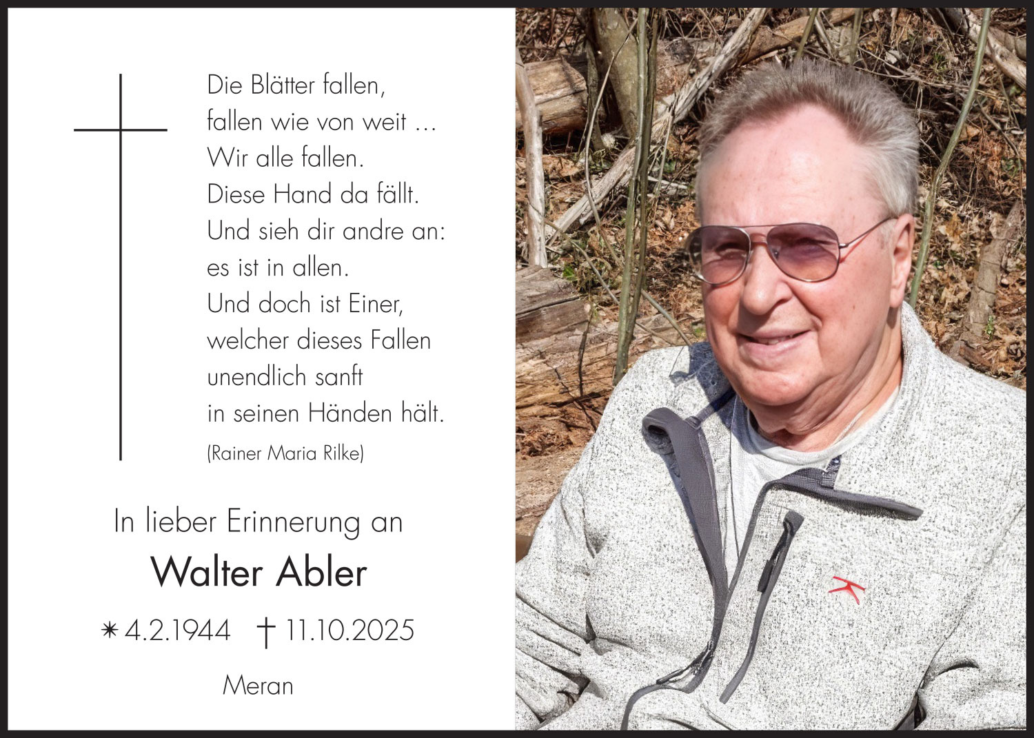 Sterbebild: Walter Abler