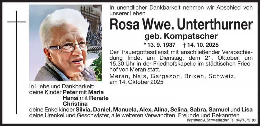 Medien: Rosa Wwe. Unterthurner geb. Kompatscher