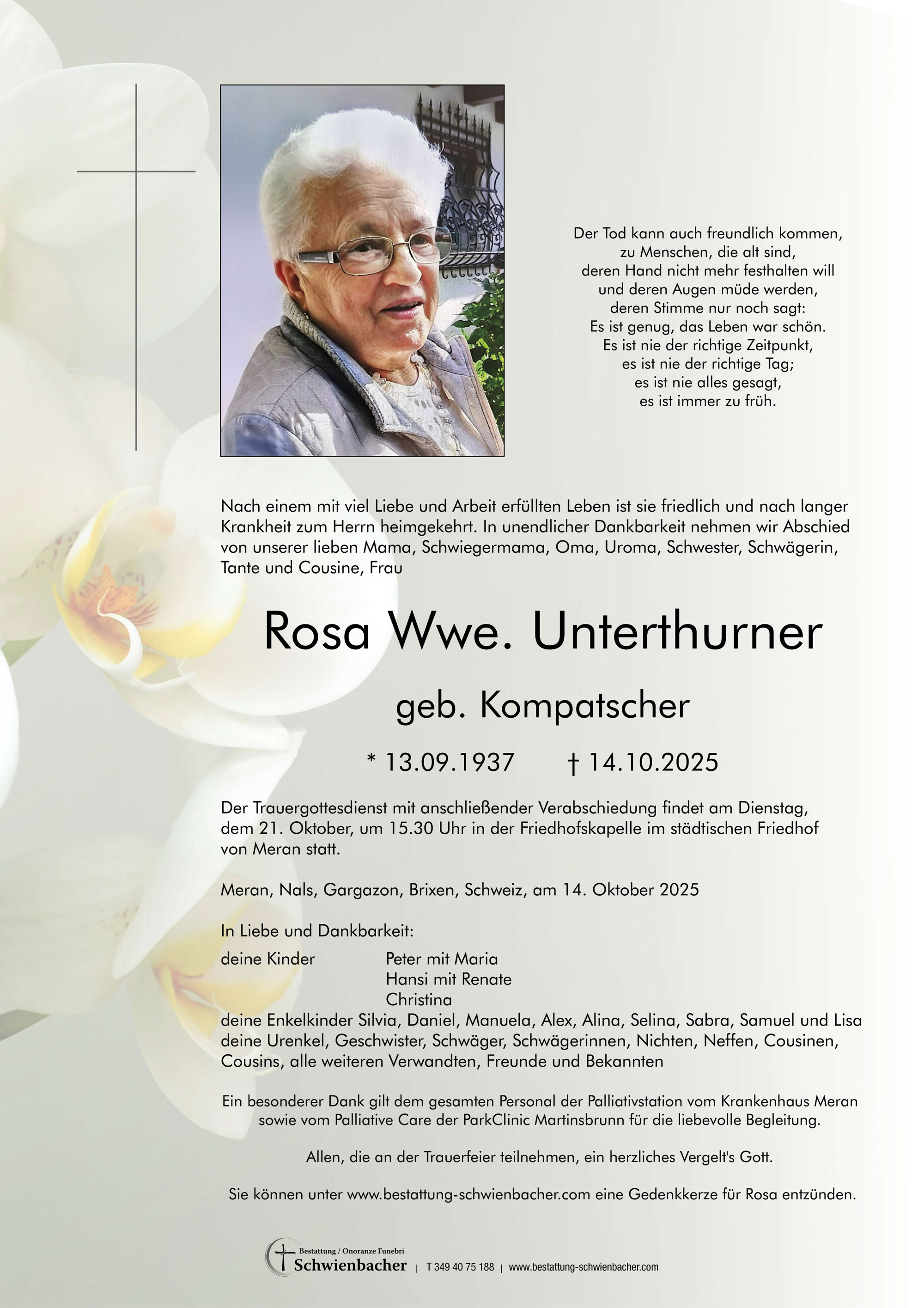 Parte: Rosa Wwe. Unterthurner geb. Kompatscher 