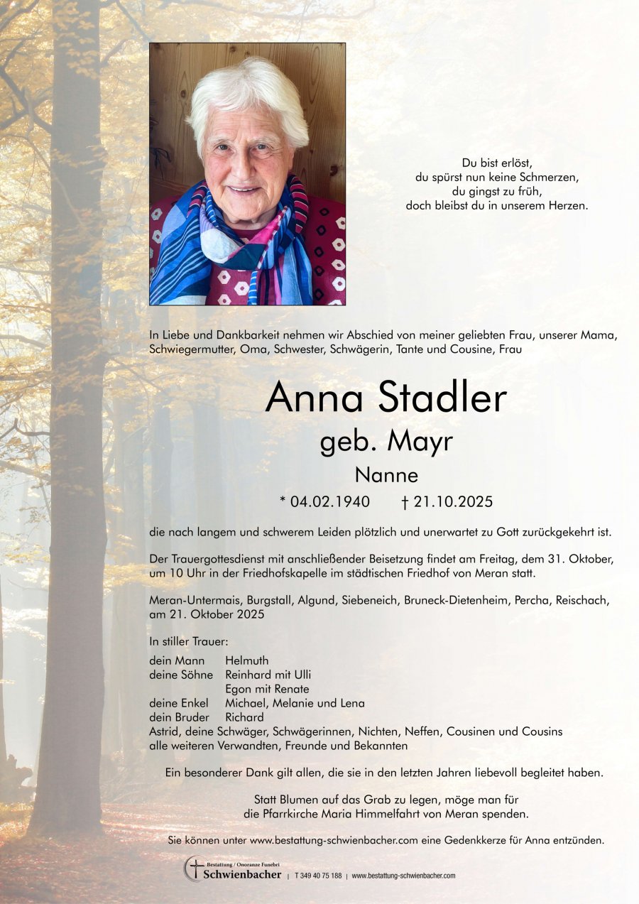 Parte: Anna Stadler geb. Mayr