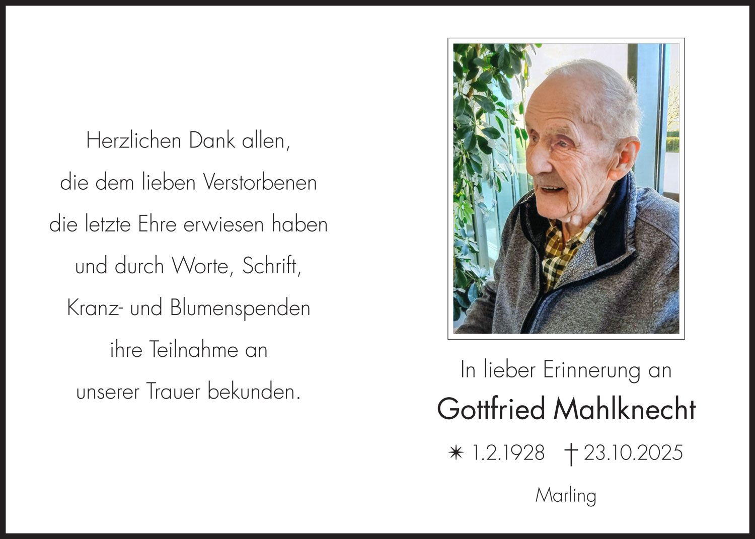 Sterbebild: Gottfried Mahlknecht