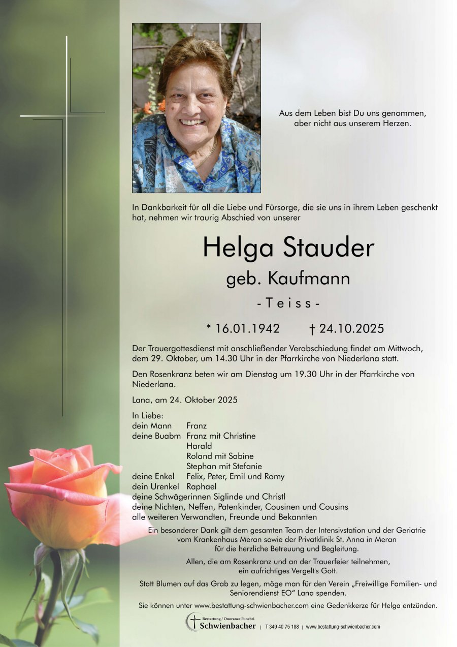 Parte: Helga Stauder geb. Kaufmann