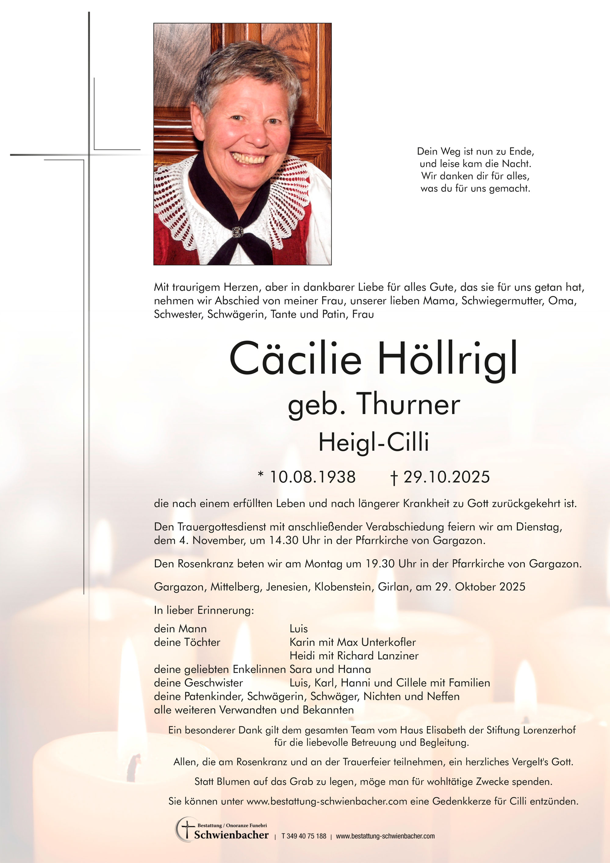 Parte: Cäcilie Höllrigl geb. Thurner 
