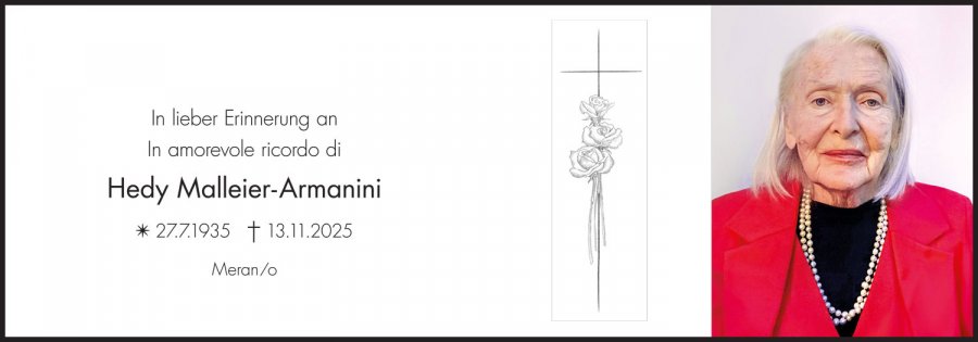 Sterbebild: Hedy Armanini Malleier