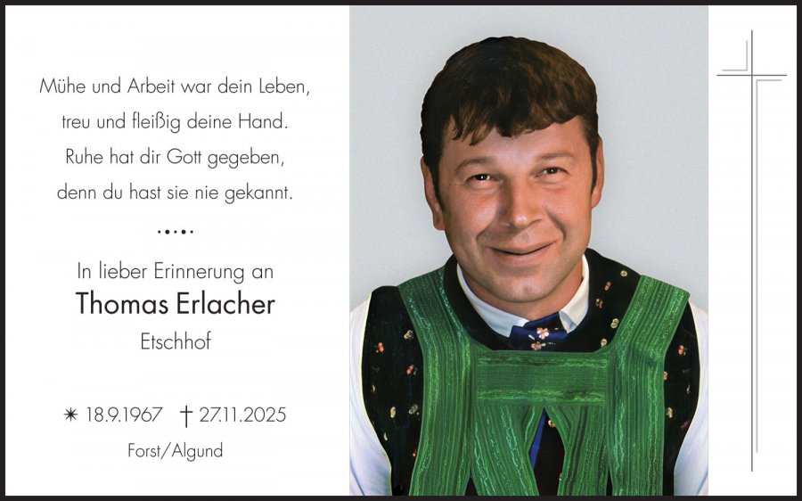 Sterbebild: Thomas Erlacher