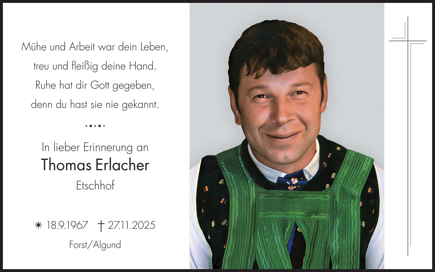 Sterbebild: Thomas Erlacher