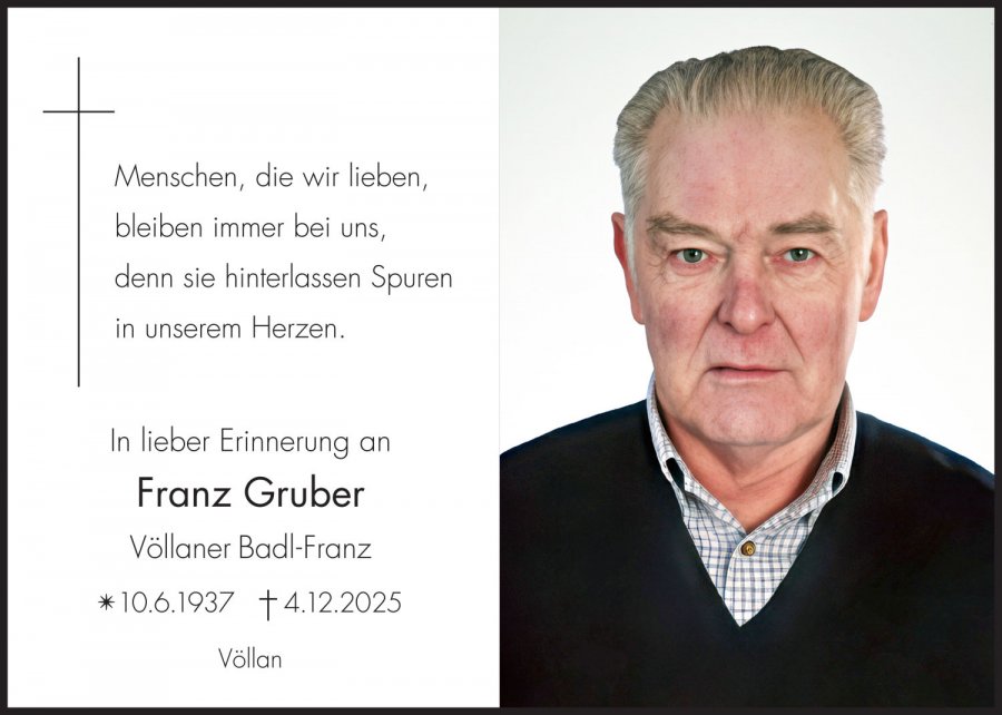 Sterbebild: Franz Gruber