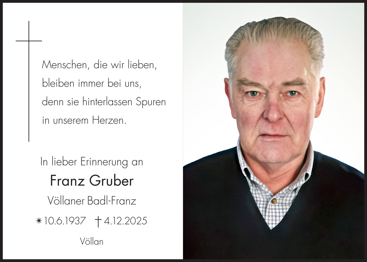 Sterbebild: Franz Gruber