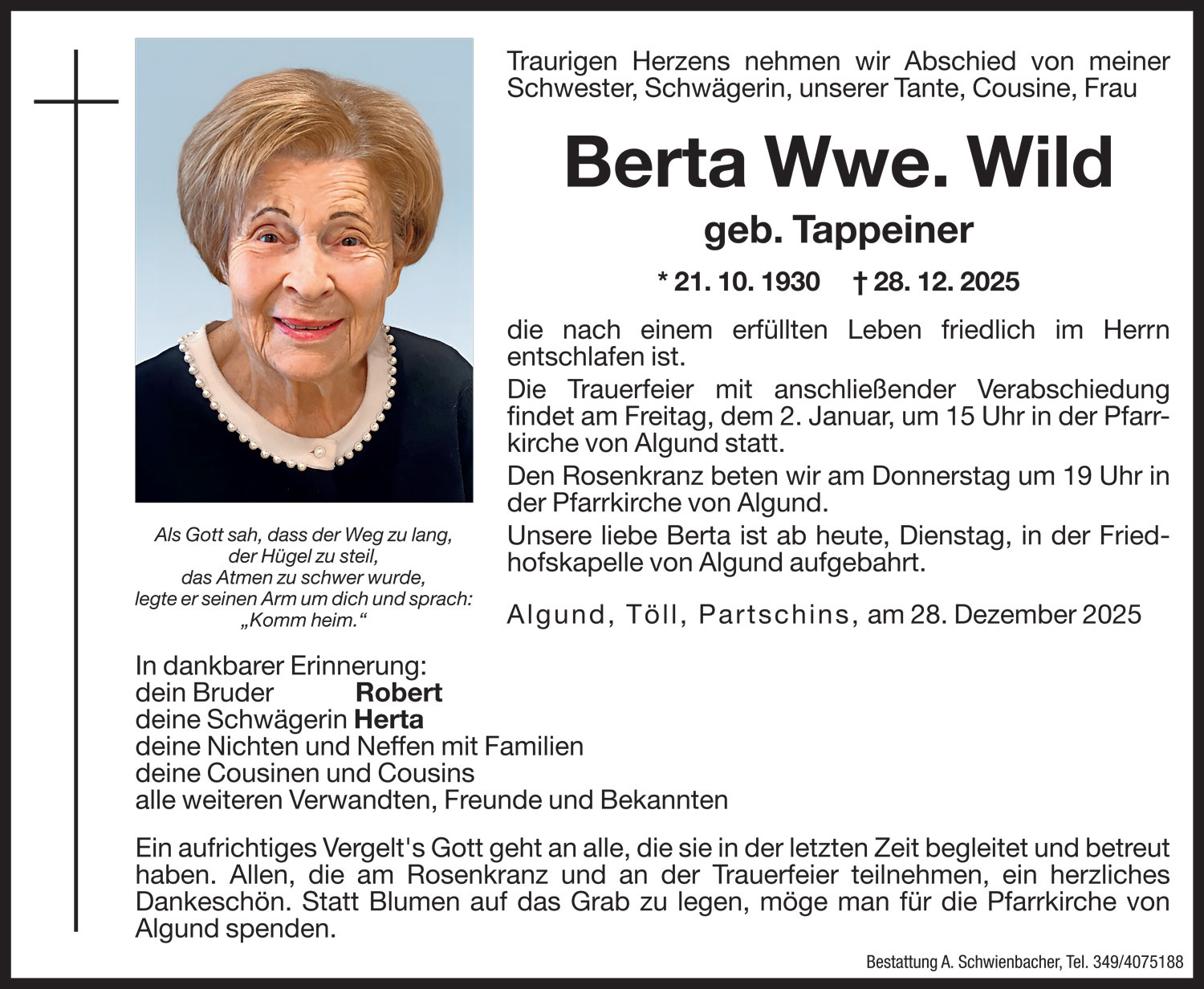 Medien: Berta Wwe. Wild geb. Tappeiner