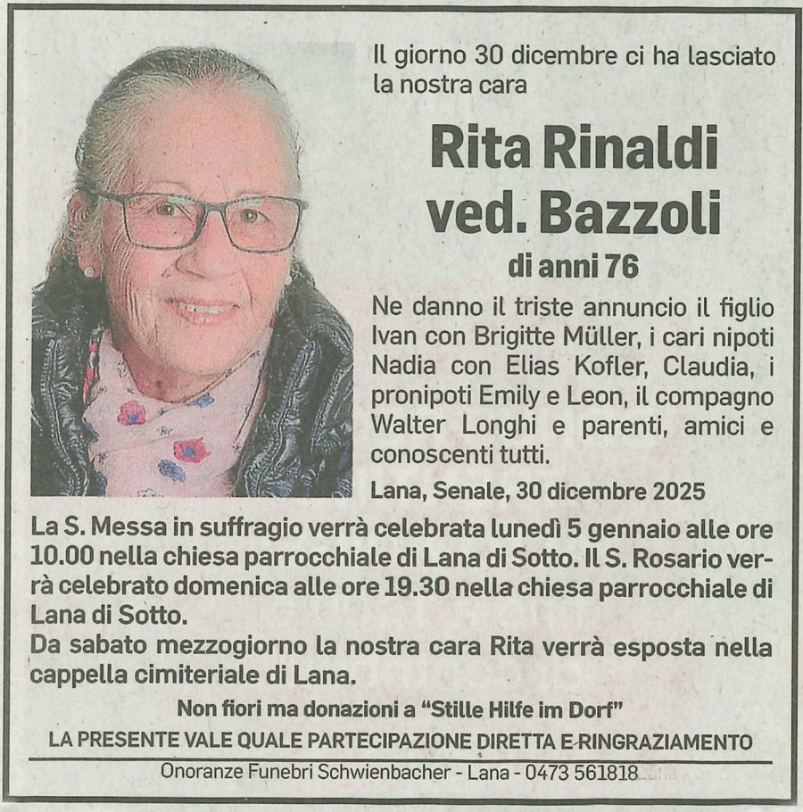 Medien: Rita Wwe. Bazzoli geb. Rinaldi