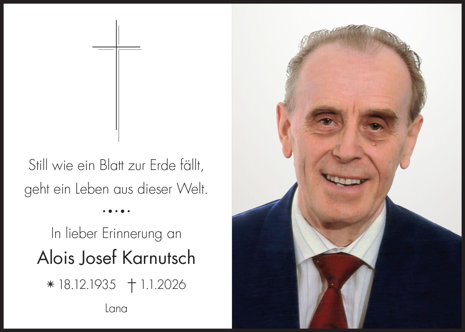 Sterbebild: Alois Josef Karnutsch
