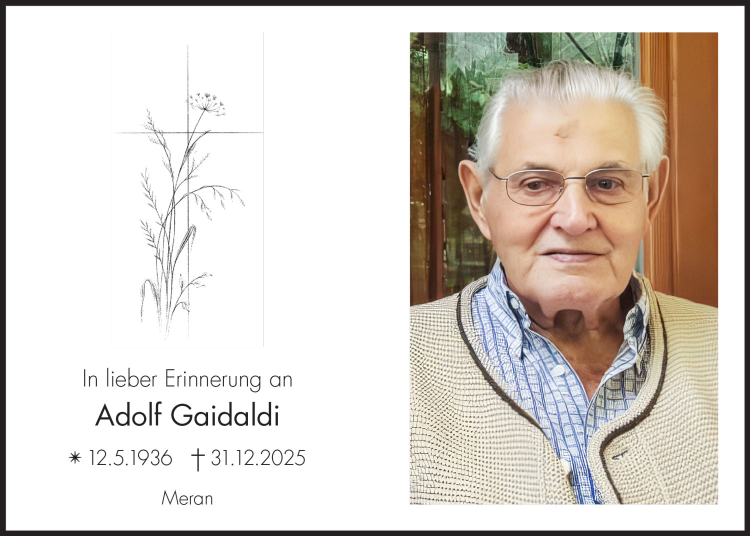 Sterbebild: Adolf Gaidaldi