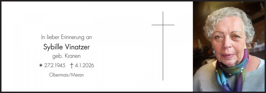 Sterbebild: Sybille Vinatzer geb. Kranen