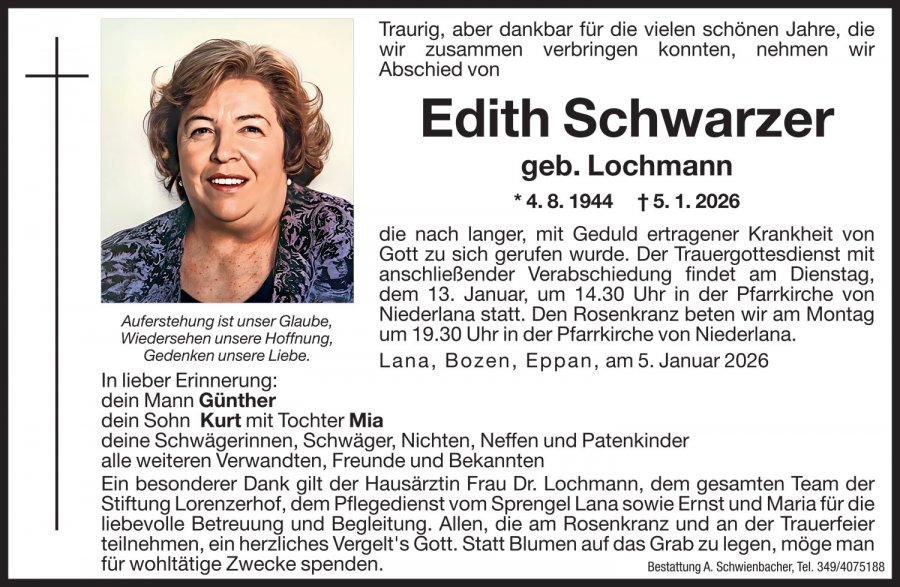 Medien: Edith Schwarzer geb. Lochmann