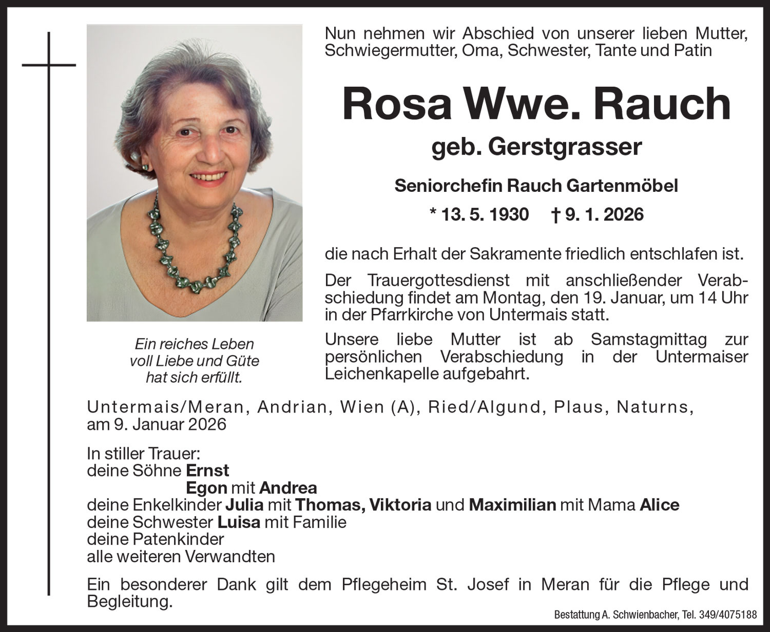 Medien: Rosa Wwe. Rauch geb. Gerstgrasser