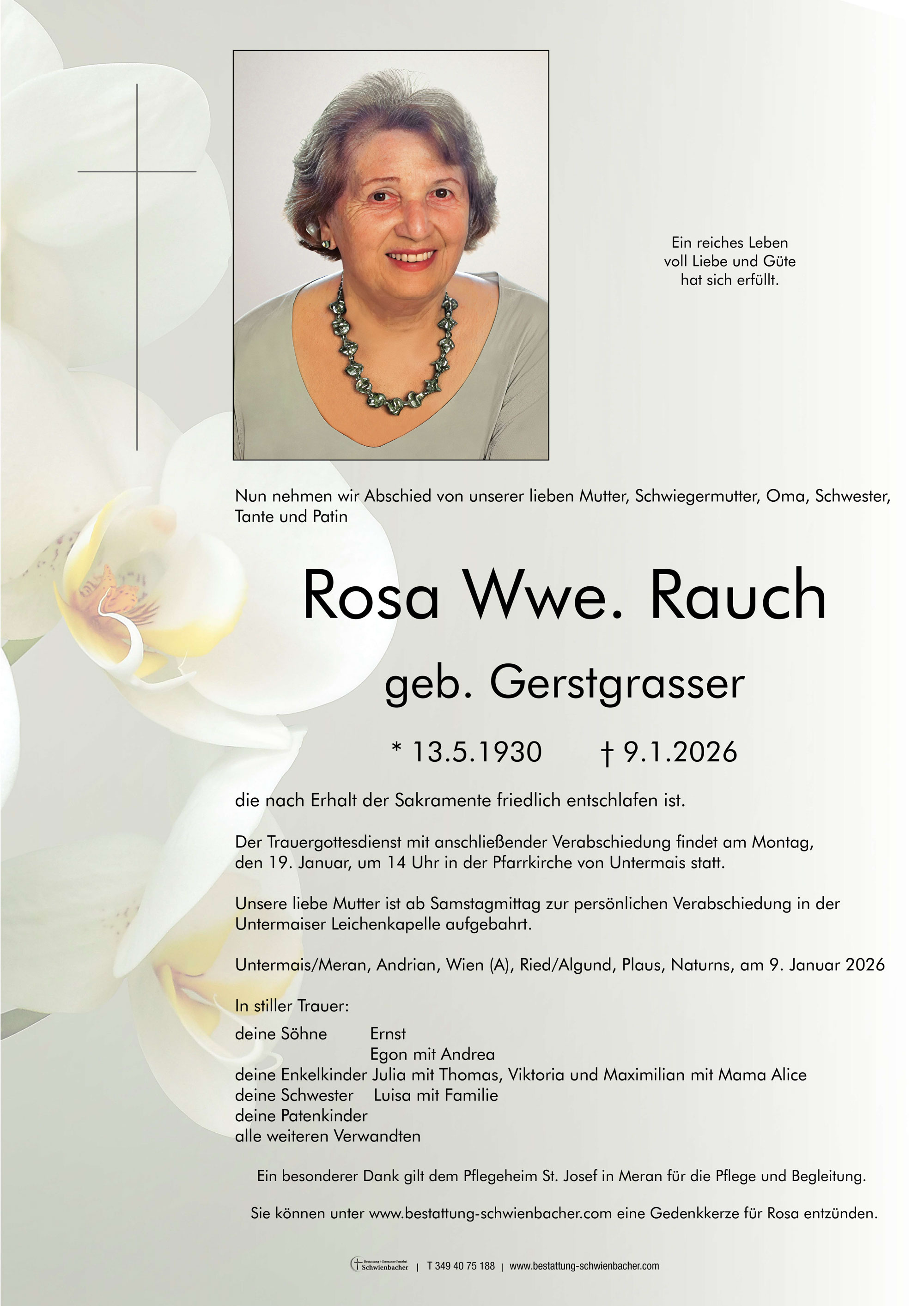 Parte: Rosa Wwe. Rauch geb. Gerstgrasser 