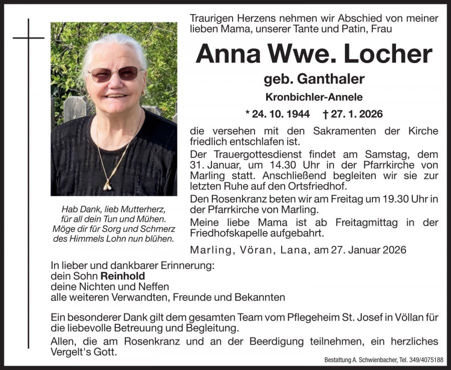Medien: Anna Wwe. Locher geb. Ganthaler