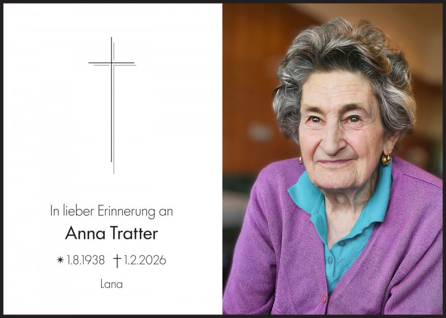 Sterbebild: Anna Tratter