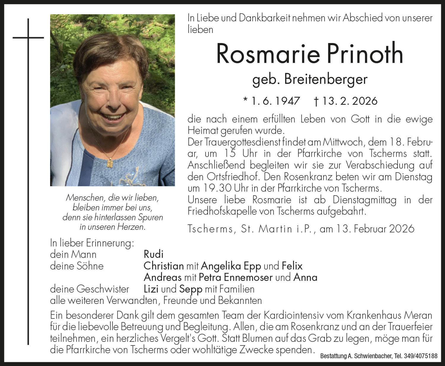 Medien: Rosmarie Prinoth geb. Breitenberger